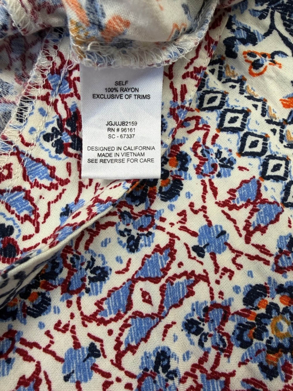 Bebop Palazzo Boho Floral Wide-Leg Pants in Blue & Orange. Size XL - Picture 3 of 4
